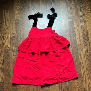Lindsey Berns Red Dress with Black Straps